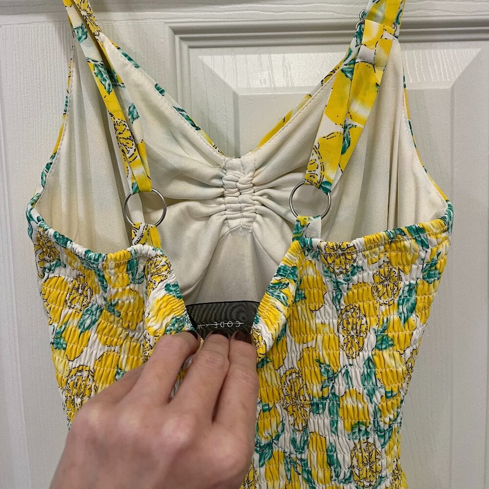 *LEMON Midi Dress w/ POCKETS*|| XS || Adjustable Straps || Fully Lined || EUC - Picture 6 of 14
